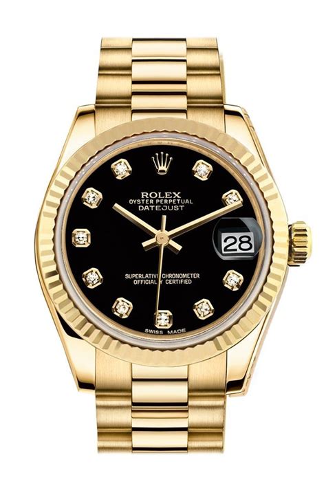 ladies gold rolex black dial|Rolex date just black.